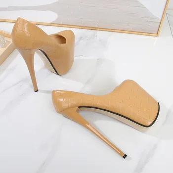 Voesnees Pompe de Femei Pantofi Femei 2020 Toamna Iarna Dimensiuni Mari Singură Pantofi Artificiala PU Culoare Solidă 19cm Femeie Tocuri inalte