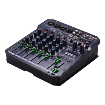 T6 Portabil 6-Canal placa de Sunet Consolă de Amestecare Mixer Audio Built-in 48V Phantom power, Suporta MP3 Player Conexiune BT DJ Live