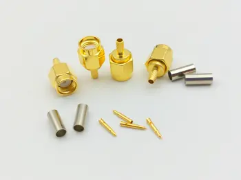 200 buc placat cu aur SMA plug de sex masculin sertizare RG174, RG316 LMR100 cablu RF conectori Nou