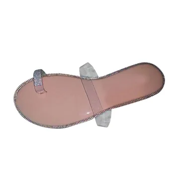 Sagace Plat Flip Flop Femei Casual Pantofi de Plaja si sandale Transparente Moda Pietre Slip-on Pantofi pentru Femeie Papuci