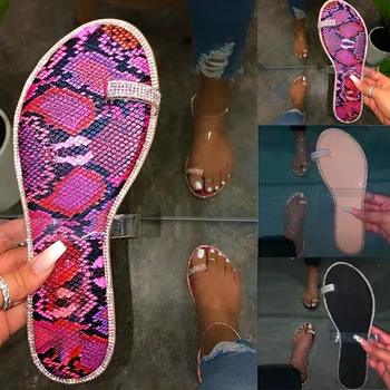 Sagace Plat Flip Flop Femei Casual Pantofi de Plaja si sandale Transparente Moda Pietre Slip-on Pantofi pentru Femeie Papuci