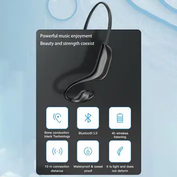 2020 Wireless Conducție Osoasă Căști Impermeabil Sport Căști Bluetooth 5.0 cu Cască cu Built-in Dual Anulare a Zgomotului Microfon
