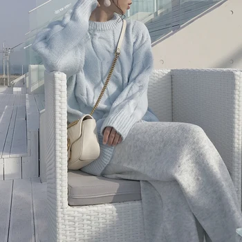 Pulover feminin poftă de mâncare pulover vrac stil leneș 2020 nou lapte moale albastru de toamnă și de iarnă exterior uzura grosime
