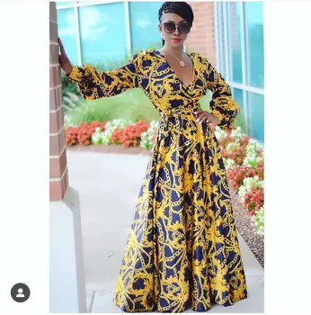 2019 Africane Rochie De Toamnă Și De Iarnă De Imprimare Digitală, Subțire, Cu Mâneci Lungi Rochie, Noua, Moda, Africa, Femei, Îmbrăcăminte