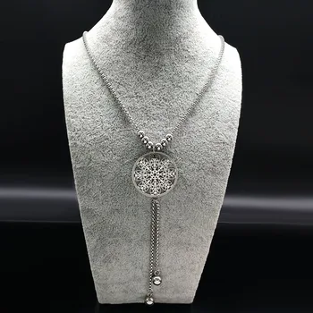Floare de Oțel Inoxidabil Pandantiv Colier Femei Argint de Culoare Colier Lung bijuterii Cadou de Crăciun gargantilla N17972S05