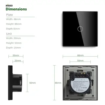 SEMINȚIA Touch Dimmer 1 Banda 2 Mod Alb-Negru Auriu 3 Culori de Cristal Panou Touch Screen Dimmer
