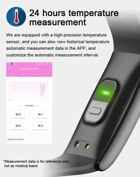 Noi de măsurare a temperaturii Q8T ceas inteligent de monitorizare a ritmului cardiac pedometru sport tracker rezistent la apa bratara smart band