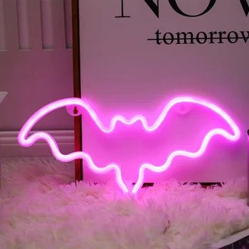 INS Stil Creativ Roz LED-uri Lumina de Modelare Acasă Dormitor Bat Forma de Decorare Blând Semn de Neon Lumini Decorative