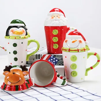 Craciun Cani Ceramice 350 Ml Amuzant Călătorie Ceai Cana De Cafea Drăguț Pahar Moș Crăciun, Om De Zăpadă Pinguin Elan Fete Baieti Prieteni Cadouri
