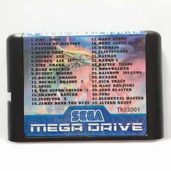 32 In 1 Multi Cartuș Joc De 16 biți Sega Mega Drive / Genesis