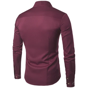 ZYFG gratuit 2020 Bărbați primăvară, tricouri de Bumbac cu Mâneci Lungi Tricou de Culoare Solidă Slim broderie Camasi Barbati Casual Neregulate Om Rochie