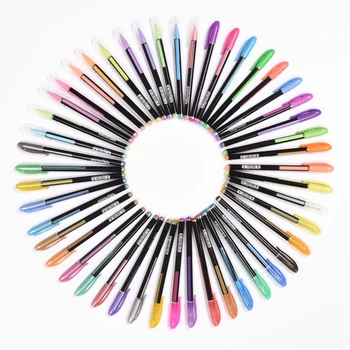48Colors Set de Pixuri Gel pentru Adulți, Studenți, Birou, Cărți de Pictură Reviste Desen Doodling Sclipici Art Markeri Kit de Staționare Pen
