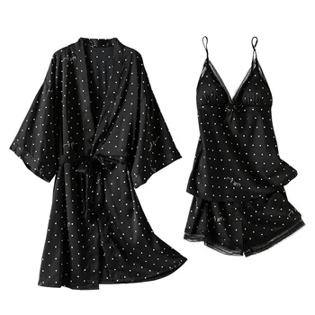 Cămașă de noapte Seturi de Femei 2 buc Halat Costum de Primăvară Sleepwear cămășuță de Noapte, Pijamale Sexy Curea de îmbrăcăminte de noapte de Somn Kimono-Halat de Baie Homewear