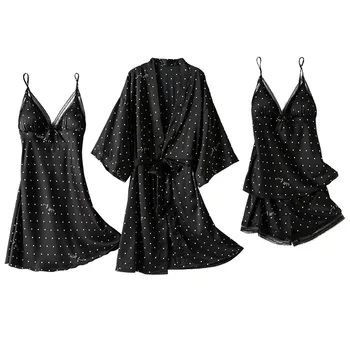 Cămașă de noapte Seturi de Femei 2 buc Halat Costum de Primăvară Sleepwear cămășuță de Noapte, Pijamale Sexy Curea de îmbrăcăminte de noapte de Somn Kimono-Halat de Baie Homewear