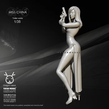 55mm1/35 Rășină Figura Kituri Yufan Model Cheongsam femeie de auto-asamblate YFWW35-2047
