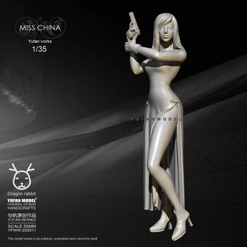 55mm1/35 Rășină Figura Kituri Yufan Model Cheongsam femeie de auto-asamblate YFWW35-2047