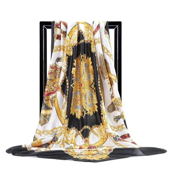 2020 brand de lux femei eșarfă de mătase eșarfe de vară 90cm*90cm Print Brand Cadru Carouri cu Dungi Diagonală Pătrat Mic Hijab Bentita