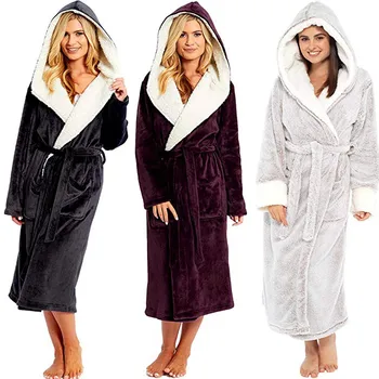 Femei Iarna Ține de cald Cămașă de noapte Pijamale de Pluș Prelungit Șal Halat de baie Acasă Haine cu Mâneci Lungi Haina Haina#2