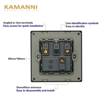 KAMANNI priză de perete cu comutator întrerupător priză de curent switch-uri și prize de curent, switch-uri de lumină 220v AC Trei cadre DIY