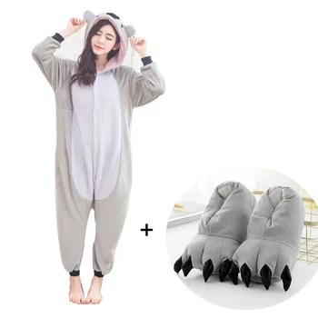 Koala Animal Pijamale Flanel Kigurumi Body-Uri Pentru Adulti Desene Animate Pijamale Bărbați Femei Pijamas Sleepwear Halloween Cosplay Costum
