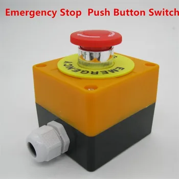 Ciuperci roșu Capac de Plastic Coajă DPST Oprire de Urgență Împingeți Butonul Comutator AC660V 10A Echipamente de Ridicare Lift Blocare e-stop