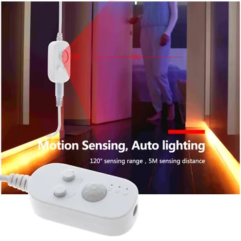 5V USB Alimentat LED-uri Inteligente Dulap de Bucătărie Lumină Montion Senzor Lampa Impermeabil PIR Wireless Benzi Scări Dulap Pat Benzi