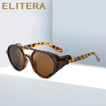 ELITERA Steampunk ochelari de Soare de Lux Retro Punk Ronud Ochelari de Soare Ochelari de cal Pentru Femei Barbati Nou 2020 Design lentes de sol hombre
