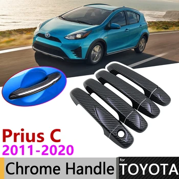 Fibra de Carbon negru Mâner de Ușă Acoperire pentru Toyota Prius C Aqua 2011~2020 2016 2017 2018 2019 Accesorii Autocolante Trim Set Chrome