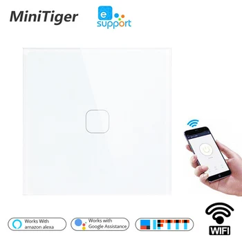Minitiger Tuya/Smart Viata/ewelink WIFI 1 Banda 1 Comutator Mod de Cristal de Sticlă Panou Touch Comutator de Perete Inteligent de Automatizare Acasă fără Fir