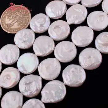 16mm Monedă Alb de apă Dulce Pearl Margele Margele din Piatra Naturala Pentru DIY Femei Colier Bratari Cercei Bijuterii de Luare Vrac 15