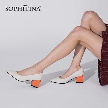 SOPHITINA Primavara Toamna cu Toc Înalt Pantofi pentru Femei Superficial de piele de Oaie Subliniat Pantofi de sex Feminin, Noul Manual de Bună Calitate Lady Pompe C940