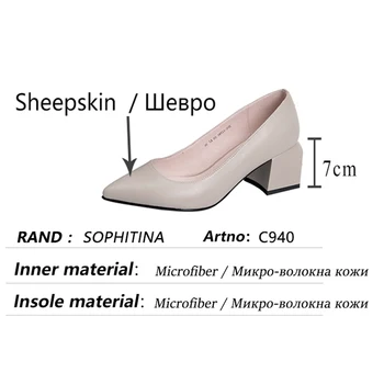 SOPHITINA Primavara Toamna cu Toc Înalt Pantofi pentru Femei Superficial de piele de Oaie Subliniat Pantofi de sex Feminin, Noul Manual de Bună Calitate Lady Pompe C940