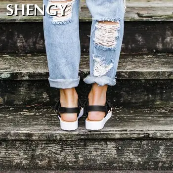 2020 nouă femei sandale de vară fund gros sandale cârlig&bucla de pantofi cu fund plat doamnelor pantofi leopard de imprimare plus dimensiune sandale