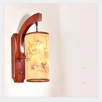 Retro Chineză lampă de perete tranșee de perete de epocă din Lemn Parchme scara culoar, coridor, dormitor living room cafe lampă,E27 lumina de perete sutien