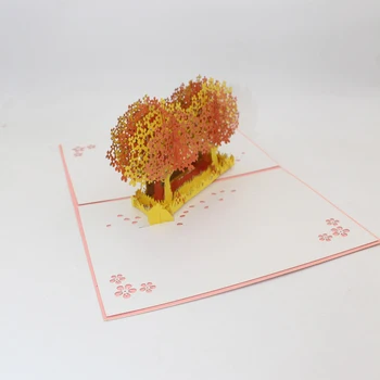 3D Manual de Culoare Dublă Gemeni Înflorit Flori de Cires Copac Hârtie Invitație Felicitari Valentine ' s Day Felicitare Cadou