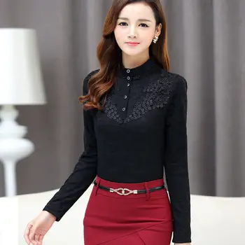 Toamna Elegant Dantela Bluza Femei Stand Doamnelor Topuri cu Maneci Lungi Buton de Cămașă de Moda coreeană Haine Femme DF2252