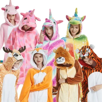 Hanorac Cu Pijamale Adulti Animale Seturi De Pijamale Pijamale Desene Animate Cu Unicorn Pijamale Kigurumi Femei Bărbați Flanel Unisex