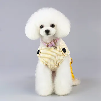 Versiunea coreeană Câine Haine Casual Pantaloni cu Dungi Câini de Primăvară de Toamnă Nou Bichon cu Patru picioare Îmbrăcăminte Desene animate Scrisoare Fată Roz Ropa
