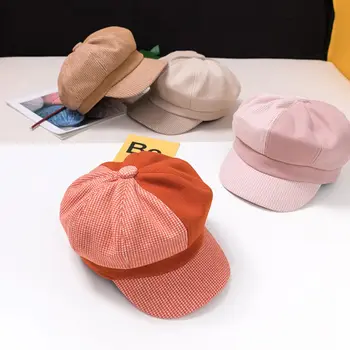 KLV Copil Pălărie Octogonal Retro Capac de vânzător de ziare pentru Fete Baieti Toamna Iarna Pălărie Pentru Copii de 3-8 Ani