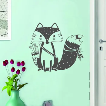 Desene animate minunat Săgeată Indiană Fox Autocolante de Perete de Vinil Animale Perete Amovibil Decal Home Decor Camera pentru Copii DIY Arta Murală Tapet