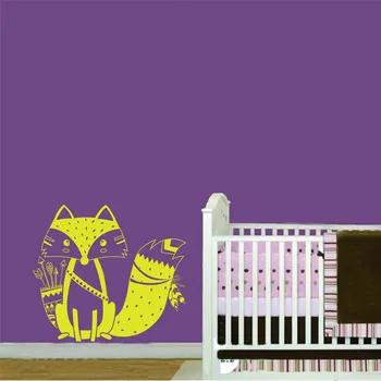 Desene animate minunat Săgeată Indiană Fox Autocolante de Perete de Vinil Animale Perete Amovibil Decal Home Decor Camera pentru Copii DIY Arta Murală Tapet