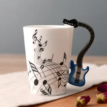 Noutatea Vioară, Chitară, Trompetă, Clarinet Din Lemn Chitara, Harpa, Pian Muzică Notă Cana De Cafea, Ceai, Cani Ceramice Drinkware Cadou