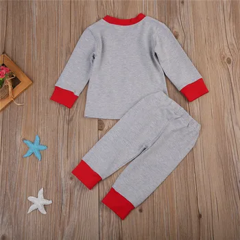 Copil Haine de Crăciun 2 buc Toddler Copii cu maneca lunga gri set Baby Boys Tinutele de Crăciun Pijama Set de Pijamale
