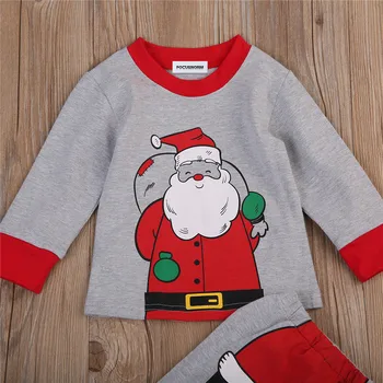 Copil Haine de Crăciun 2 buc Toddler Copii cu maneca lunga gri set Baby Boys Tinutele de Crăciun Pijama Set de Pijamale