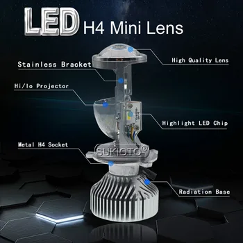 SUKIOTO 12V 24V H4 mini LED Lentile hi-lo proiector lentilă H4 cu LED-uri faruri 5500K Alb ridicat scăzut lumini Auto Styling garanție pe viață