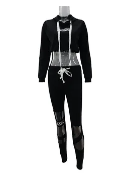Noi Primăvara Și Toamna Monograma Tipărite Hanorac + Personalizate Subțire Și Gol-cut Pantaloni Casual Sport Costum de Femeie Moda Streetwear