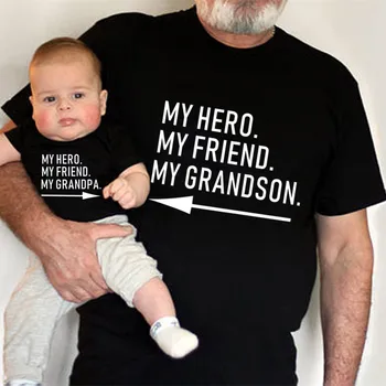 Îmi Place Bunicul și Nepotul Familiei de Potrivire Haine Negru T-shirt cu Maneci Scurte Potrivire Familia Utilaje