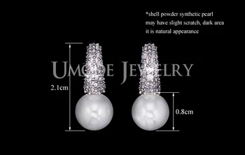 UMODE Noi Aur Alb Culoare Coajă de Pulbere de Perle Sintetice Mici Rotunde Clar CZ Mark Hoop Cercei pentru Femei Bijuterii de Moda AUE0123