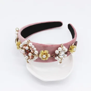 2019 Nou stil Baroc nou pearl bandă de moda temperament două culoare de potrivire de fier perla geometrice bentita 670