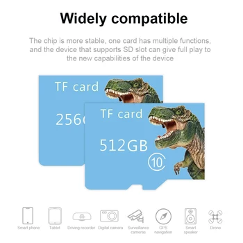 Dinozaur Carduri de Memorie Micro SD de 16GB/32GB/64GB/128GB/256GB de Mare Viteză micro SD Card de 128gb, 256gb TF Card pentru Telefon/Tabletă PC